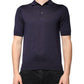 Blue Silk Collared Short Sleeves Polo T-shirt