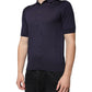Blue Silk Collared Short Sleeves Polo T-shirt