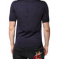 Blue Silk Collared Short Sleeves Polo T-shirt