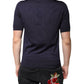 Blue Silk Collared Short Sleeves Polo T-shirt
