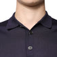 Blue Silk Collared Short Sleeves Polo T-shirt