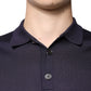 Blue Silk Collared Short Sleeves Polo T-shirt