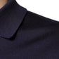 Blue Silk Collared Short Sleeves Polo T-shirt