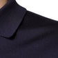 Blue Silk Collared Short Sleeves Polo T-shirt
