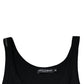 Black Cotton Sleeveless Round Neck Tank T-shirt