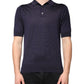 Blue Silk Collared Short Sleeves Polo T-shirt