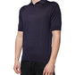 Blue Silk Collared Short Sleeves Polo T-shirt