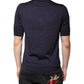 Blue Silk Collared Short Sleeves Polo T-shirt