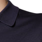 Blue Silk Collared Short Sleeves Polo T-shirt