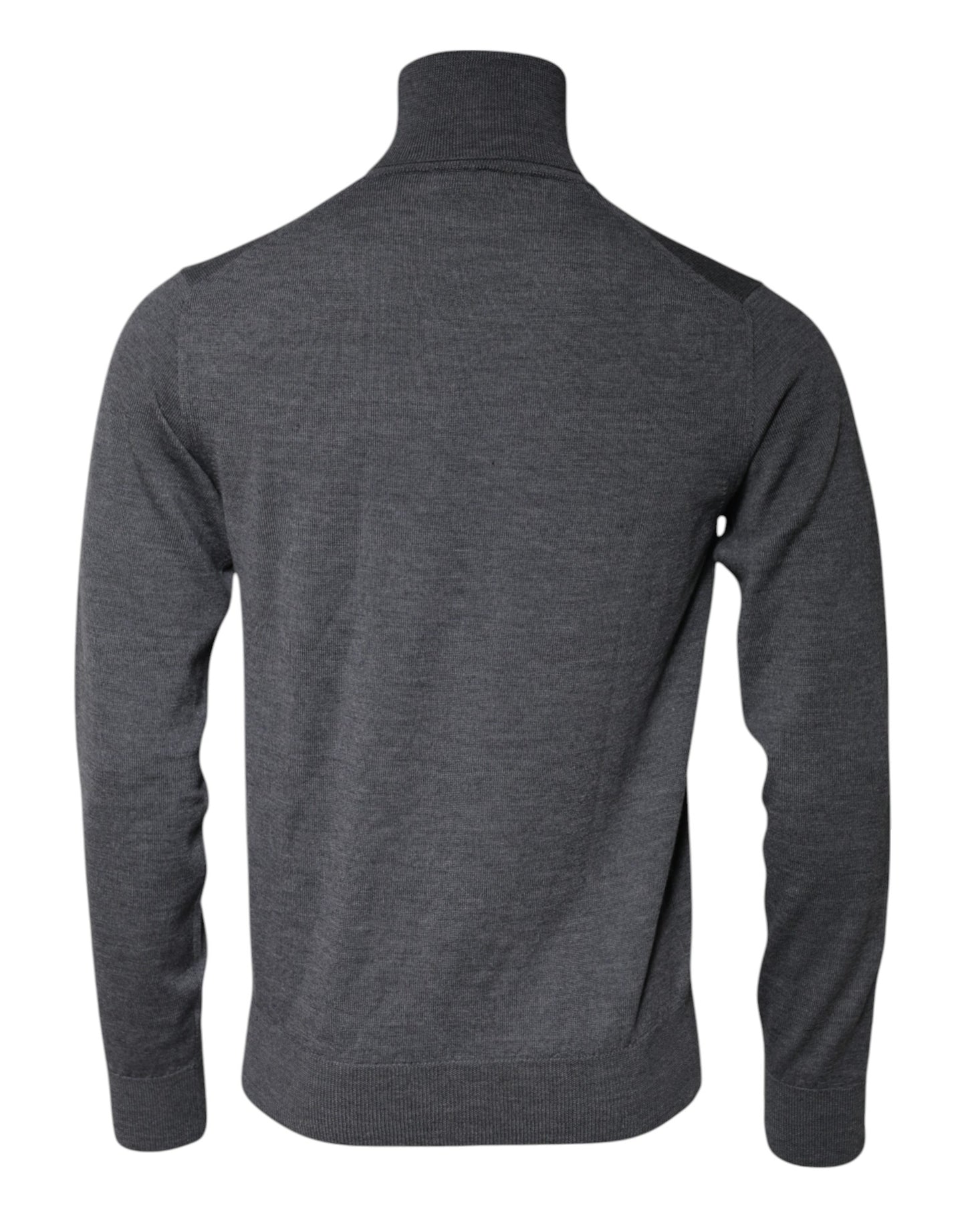 Gray Wool Logo Turtleneck Pullover Sweater