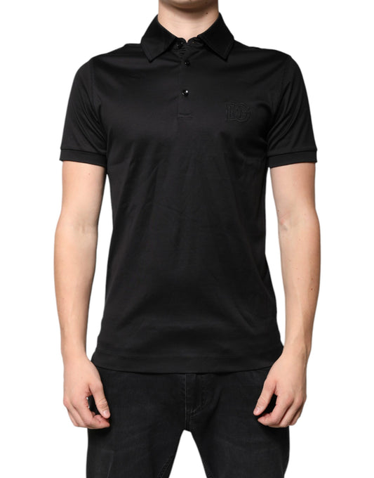 Black DG Collared Short Sleeves Polo T-shirt