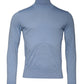 Light Blue Silk Turtleneck Pullover Sweater