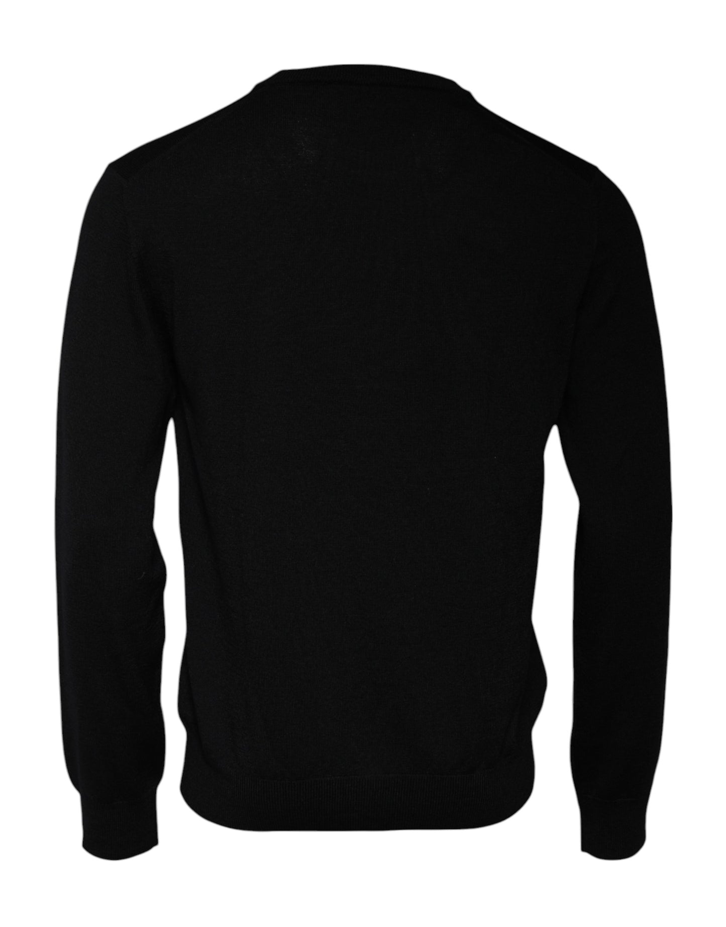 Black Logo Wool Crew Neck Pullover Sweater