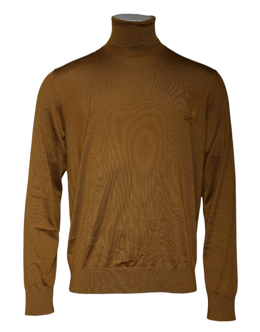 Brown Cashmere Turtleneck Pullover Sweater