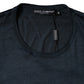 Dark Blue Silk Crew Neck Short Sleeve T-shirt