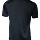 Dark Blue Silk Crew Neck Short Sleeve T-shirt