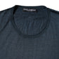 Dark Blue Silk Crew Neck Short Sleeve T-shirt