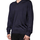 Navy Blue Silk V-neck Pullover Sweater