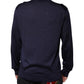 Navy Blue Silk V-neck Pullover Sweater