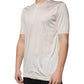 Off White Silk Crew Neck Henley T-shirt