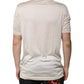 Off White Silk Crew Neck Henley T-shirt