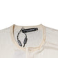 Off White Silk Crew Neck Henley T-shirt