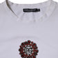 White Logo Embellished Crew Neck T-shirt