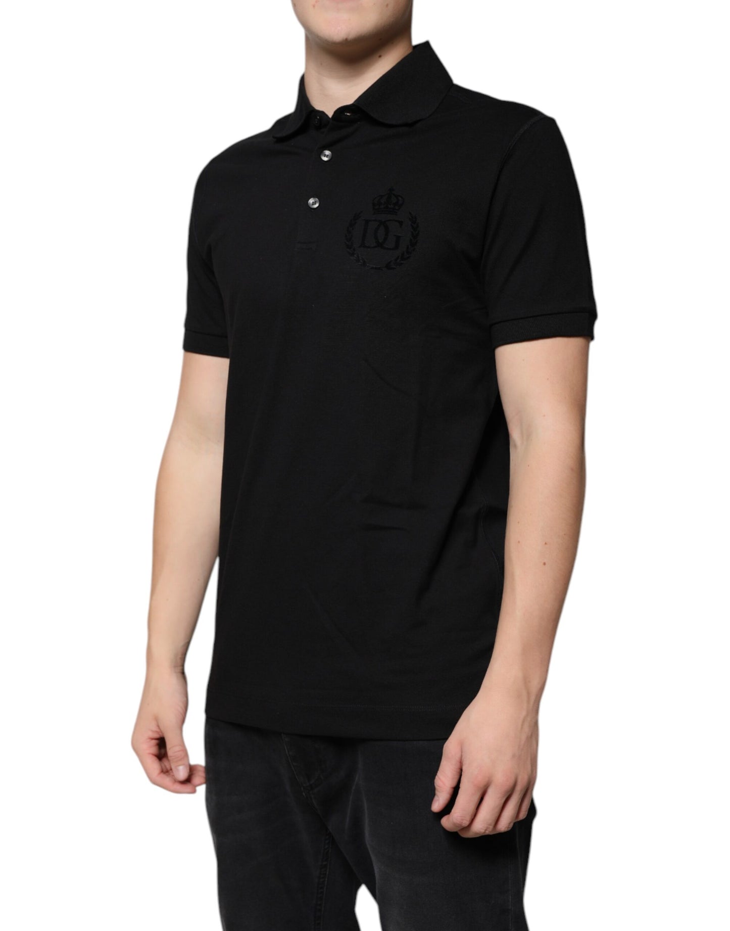 Black DG Collared Short Sleeves Polo T-shirt