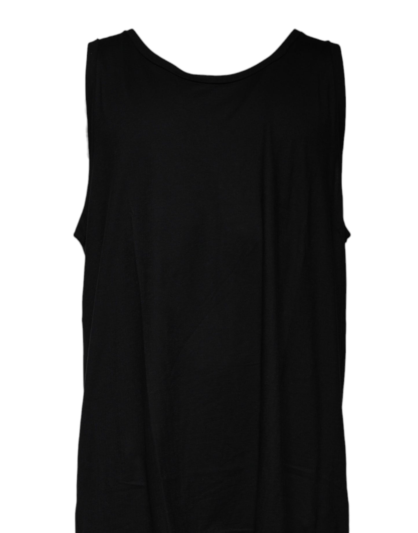 Black Cotton Sleeveless Round Neck Tank T-shirt