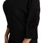 Black Floral Embroidered Blouse Silk Top