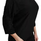 Black Floral Embroidered Blouse Silk Top