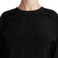 Black Floral Embroidered Blouse Silk Top