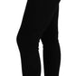 Black Mid Waist Slim Denim Cotton Stretch Jeans