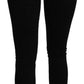 Black Mid Waist Slim Denim Cotton Stretch Jeans