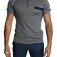Gray Collared Silk Polo Top Shirt T-shirt