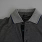 Gray Collared Silk Polo Top Shirt T-shirt