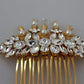 Gold Brass Clear Crystal Hair Stick Accessory Comb