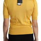 Yellow Silk Knit Pullover Ascot Collar Top