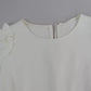 White Viscose Stretch Short Sleeves Blouse Top