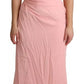 Pink Silk Stretch Strapless Sheath Midi Dress
