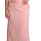 Pink Silk Stretch Strapless Sheath Midi Dress