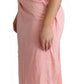 Pink Silk Stretch Strapless Sheath Midi Dress