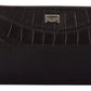 Brown Exotic Leather Zip Around Continental Clutch Wallet