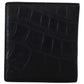 Black Exotic Leather Bifold Card Holder Wallet