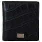 Black Exotic Leather Bifold Card Holder Wallet