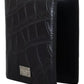 Black Exotic Leather Bifold Card Holder Wallet