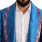 Blue Jacquard Silk Formal 2 Piece Set Suit
