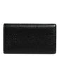 Black Leather Gold Metal Logo Plaque Trifold Keyring
