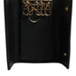 Black Leather Gold Metal Logo Plaque Trifold Keyring