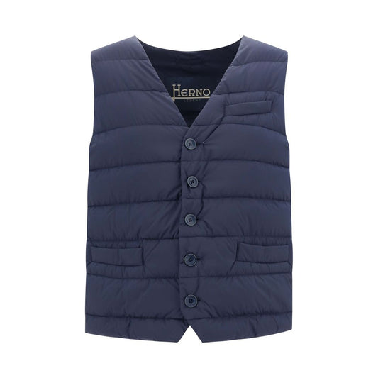 Blue Polyamide Sleveless Jacket